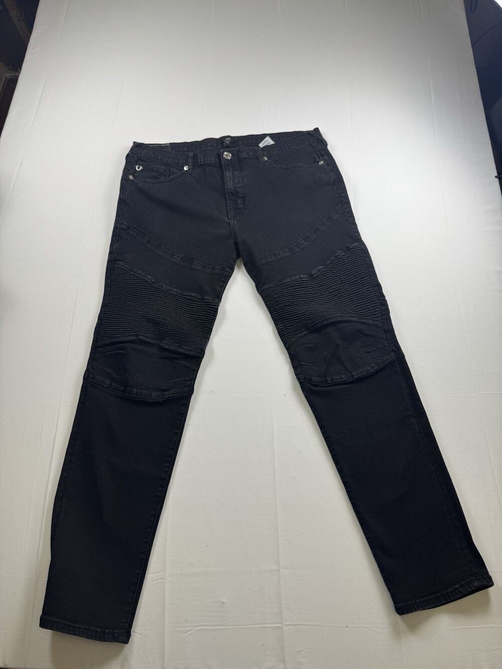 True Religion Relaxed Slim Straight Black Denim Jeans, Size 36 Mens